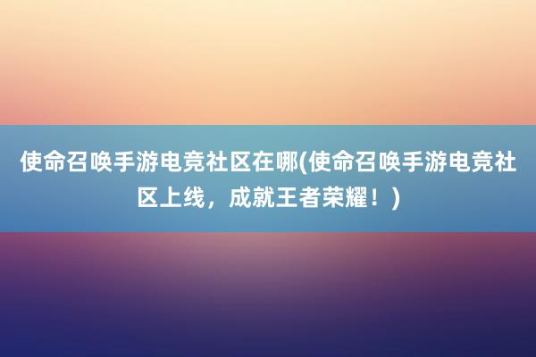 使命召唤手游电竞社区在哪(使命召唤手游电竞社区上线，成就王者荣耀！)