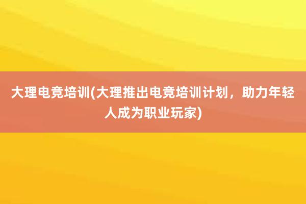 大理电竞培训(大理推出电竞培训计划，助力年轻人成为职业玩家)