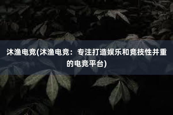 沐渔电竞(沐渔电竞：专注打造娱乐和竞技性并重的电竞平台)