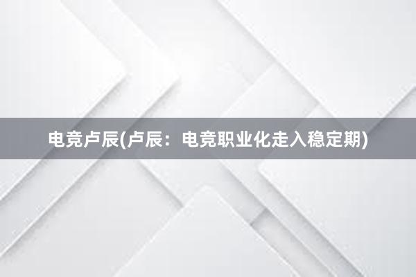 电竞卢辰(卢辰：电竞职业化走入稳定期)