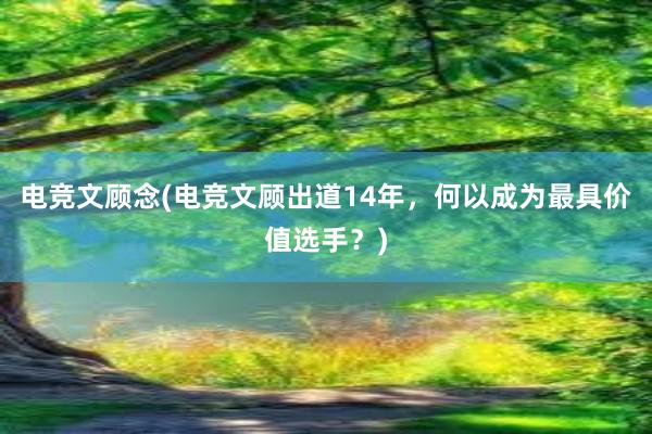 电竞文顾念(电竞文顾出道14年，何以成为最具价值选手？)