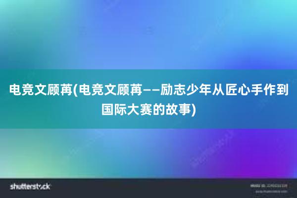 电竞文顾苒(电竞文顾苒——励志少年从匠心手作到国际大赛的故事)