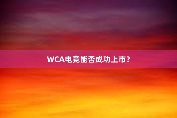 WCA电竞能否成功上市？