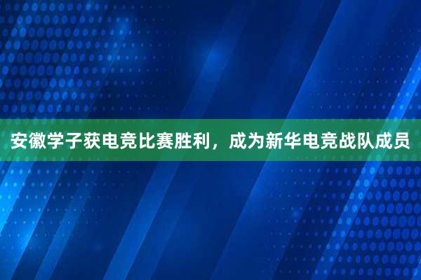 安徽学子获电竞比赛胜利，成为新华电竞战队成员