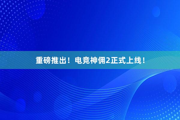 重磅推出！电竞神佣2正式上线！