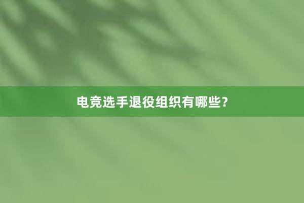 电竞选手退役组织有哪些？